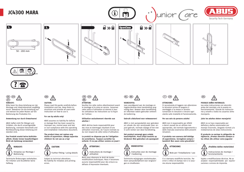 First page image of the manual for JC4300A MARA