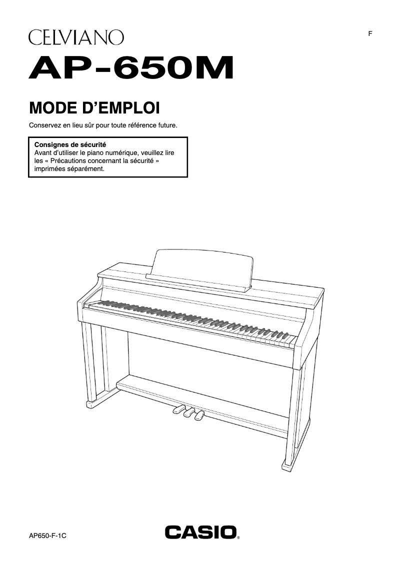 Page 1 de la notice Manuel utilisateur Casio AP-650MBK