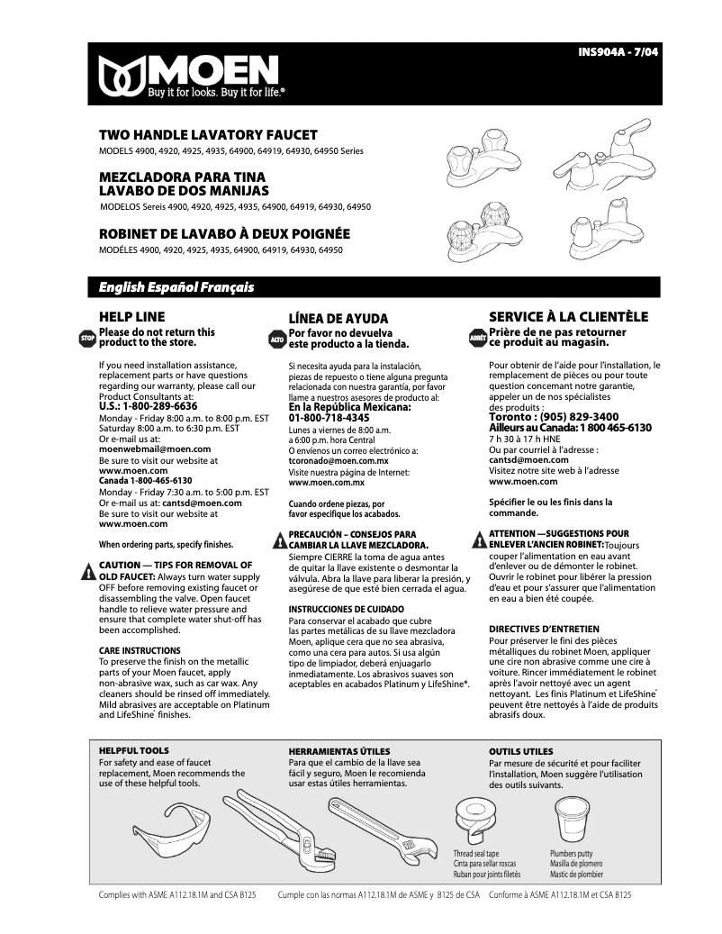 First page image of the manual for Chateau 64919
