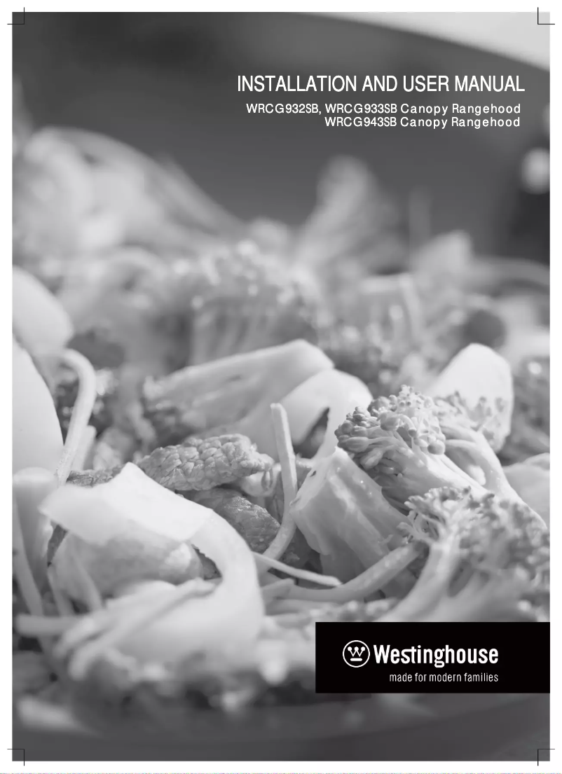 Page 1 of the manual User Manual Westinghouse WRCG932SB