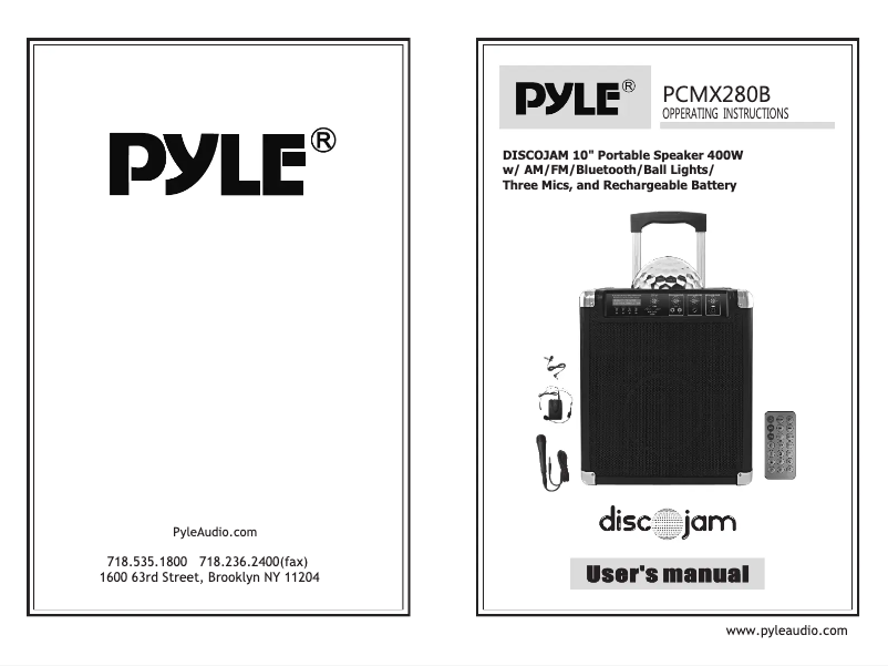 First page image of the manual for PCMX280B