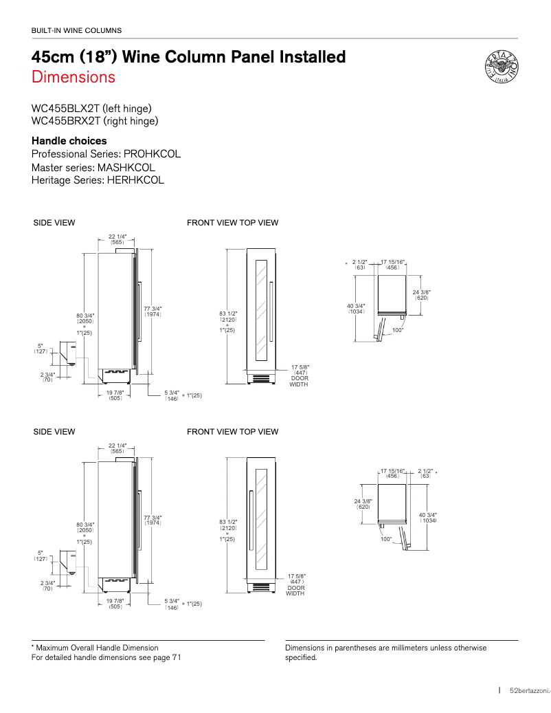 First page image of the manual for WC455BRX2T