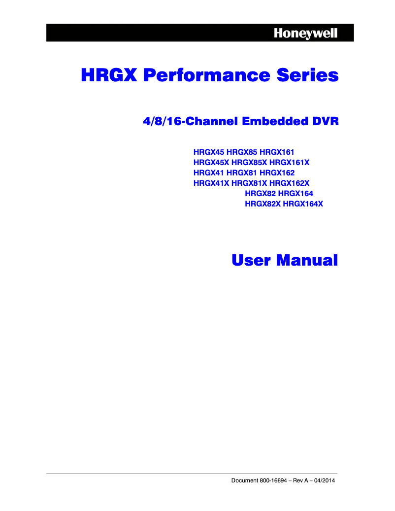 First page image of the manual for HRGX45