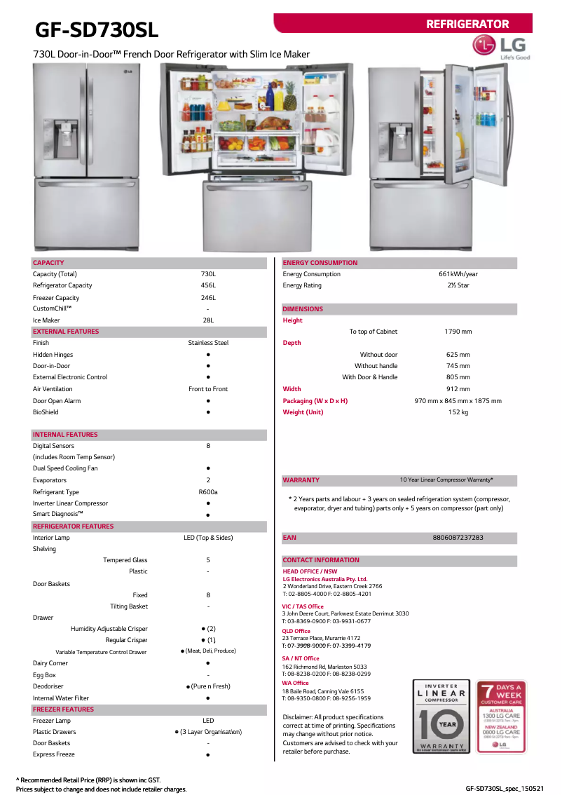 First page image of the manual for GF-SD730SL