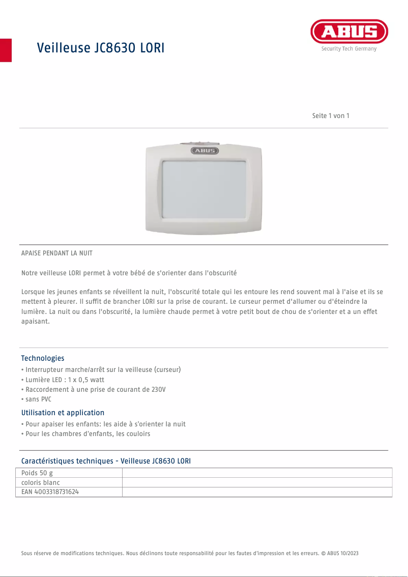 First page image of the manual for Lori JC8630