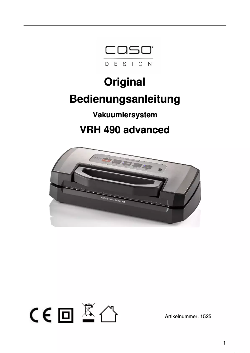 First page image of the manual for VRH 490 advanced