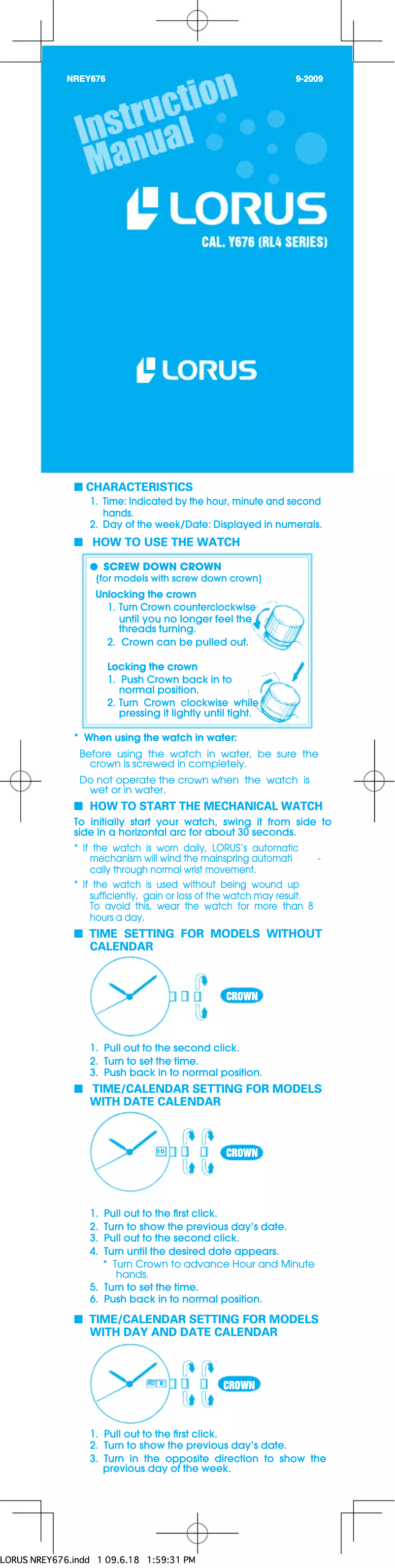 First page image of the manual for Classic RL437AX9