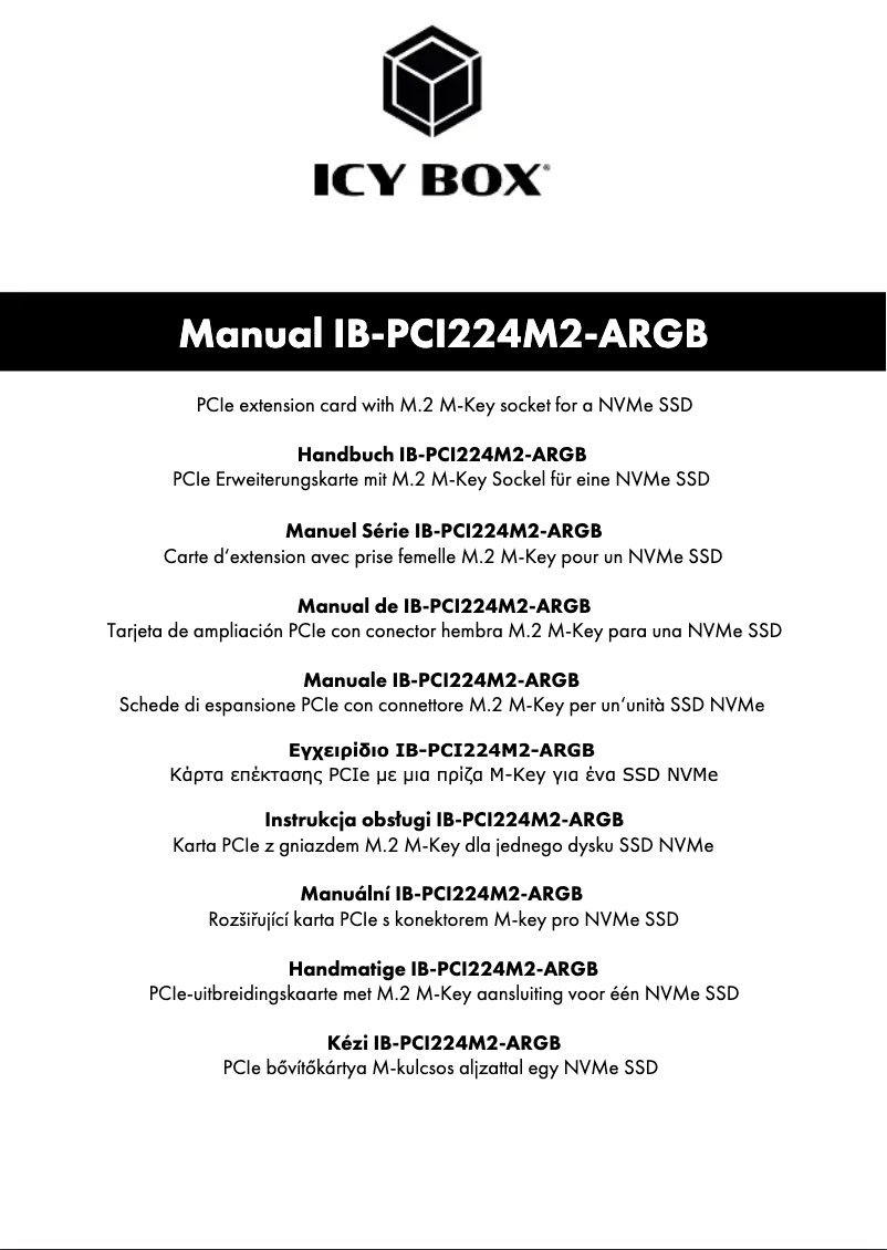 Page 1 of the manual User Manual Icy Box IB-PCI224M2-ARGB