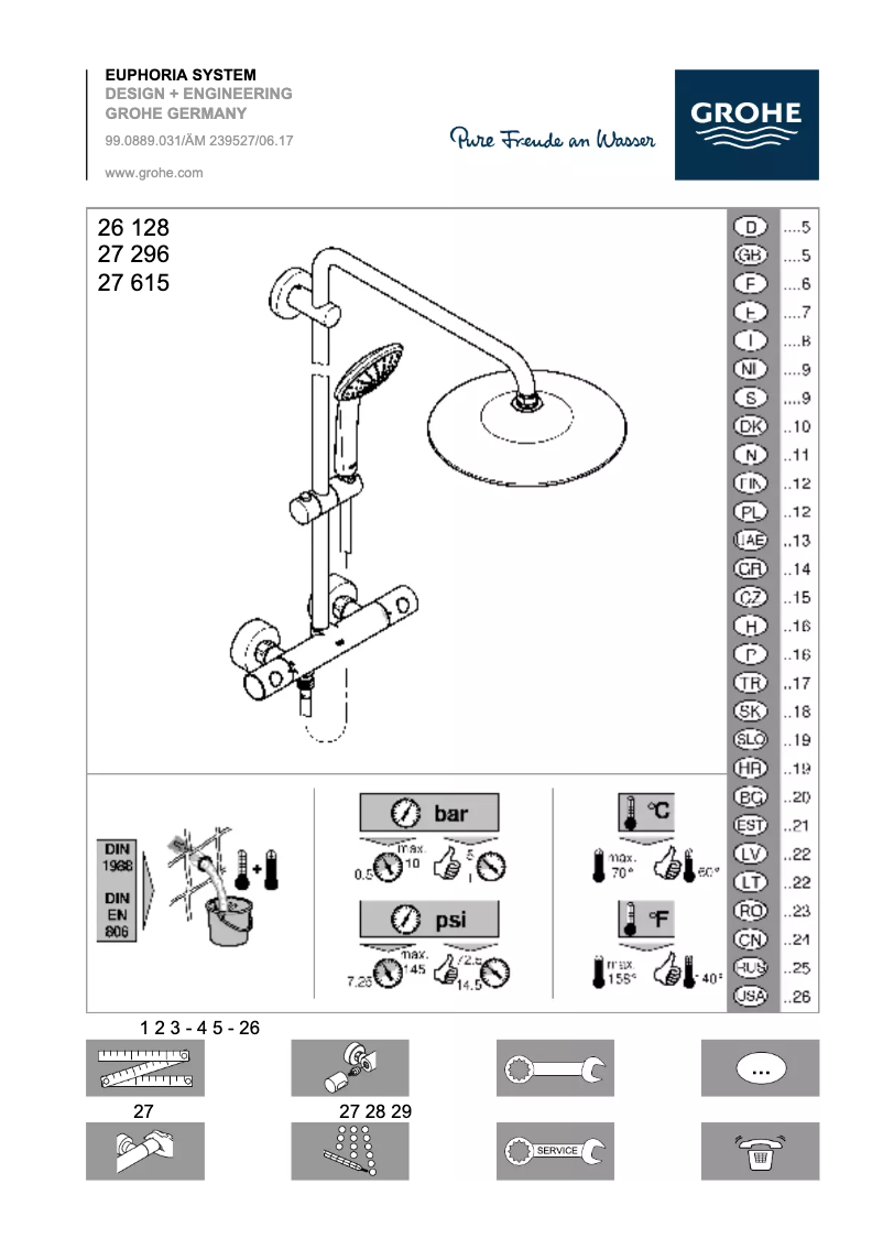 Page 1 of the manual User Manual Grohe Euphoria 260