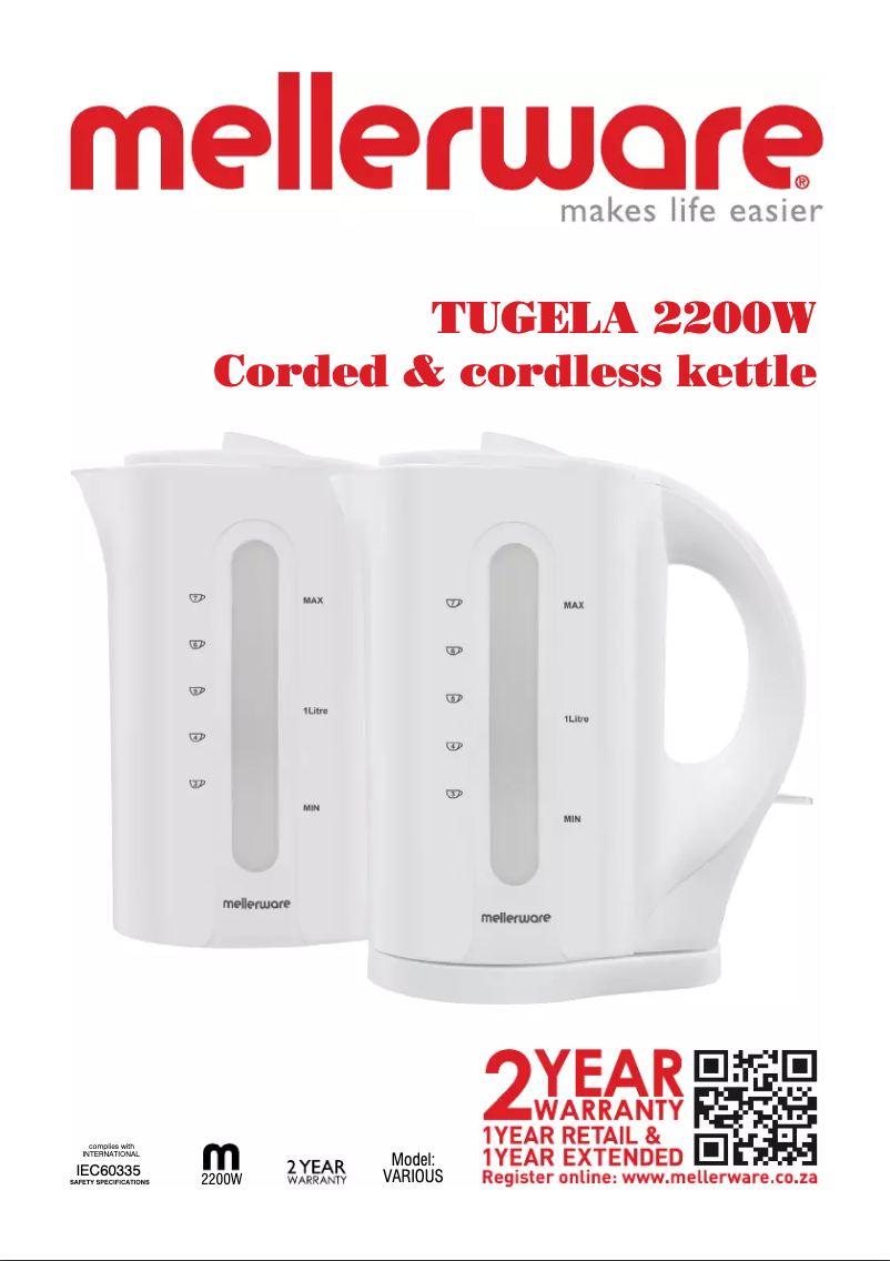 First page image of the manual for Tugela 21203BK