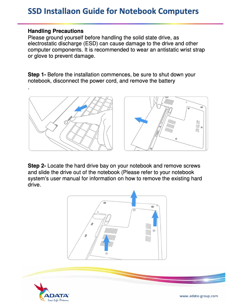 Page 1 of the manual Quick Start Guide ADATA Ultimate SU630