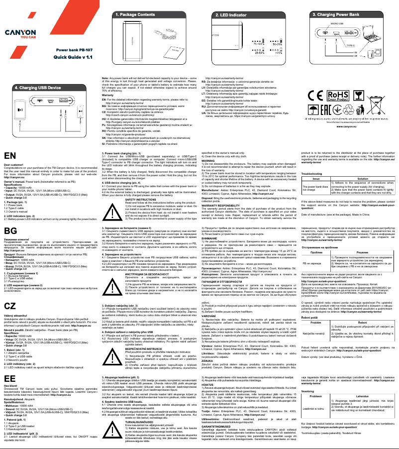Page 1 of the manual User Manual Canyon PB-107