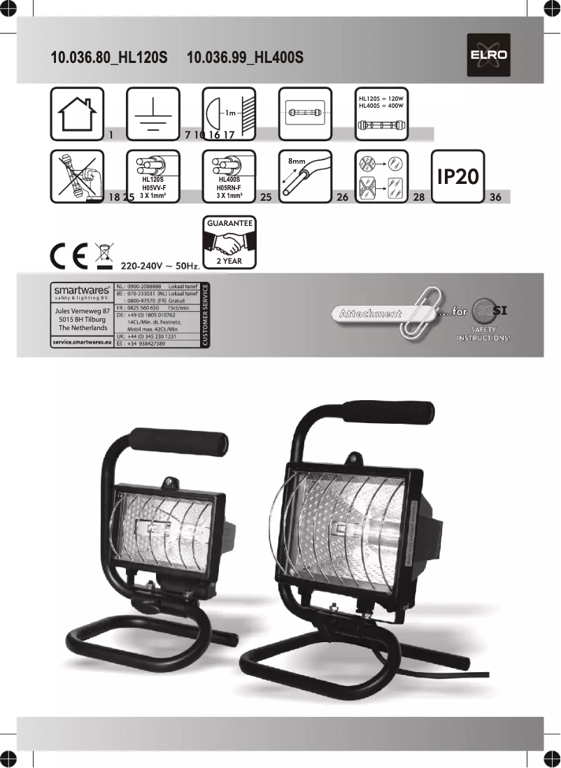 First page image of the manual for HL400S