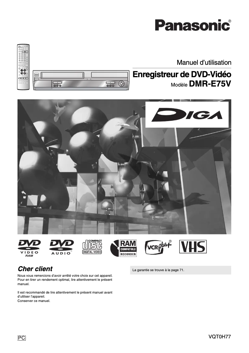 Page 1 of the manual User Manual Panasonic DMR-E75