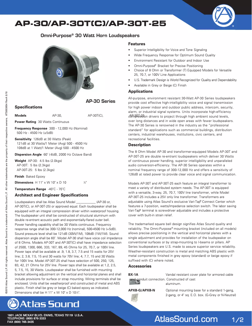 First page image of the manual for AP-30T