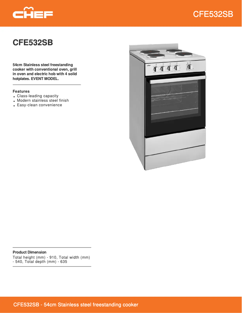First page image of the manual for CFE532SB