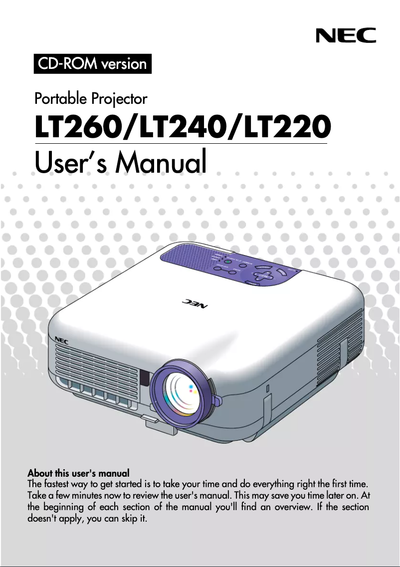 Page 1 of the manual User Manual NEC LT240