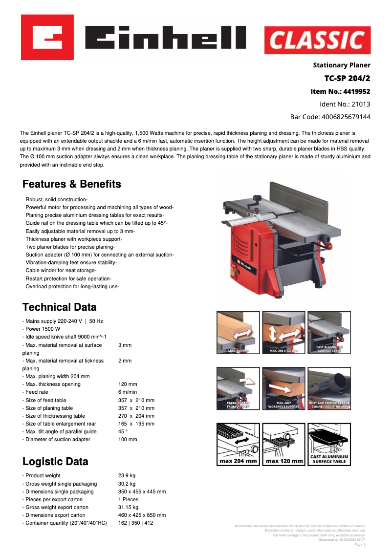 First page image of the manual for TC-SP 204/2