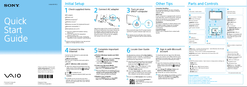 Page 1 of the manual Installation Guide Sony Vaio SVL24145CXB