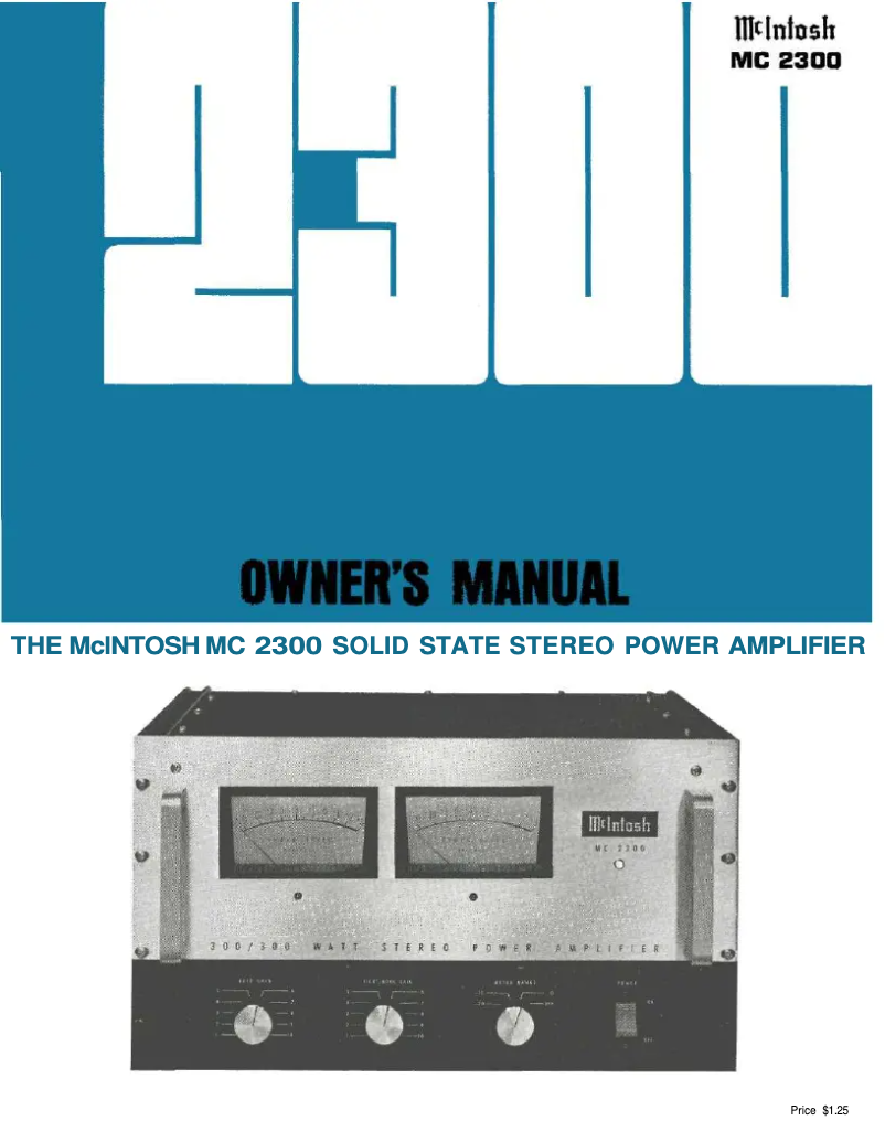Page 1 of the manual User Manual McIntosh MC-2300
