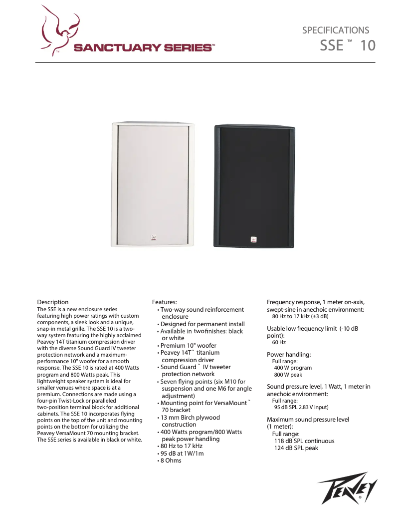 Page 1 of the manual User Manual Peavey SSE 10