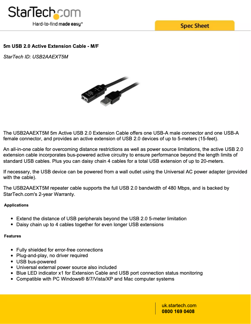 First page image of the manual for USB2AAEXT5M
