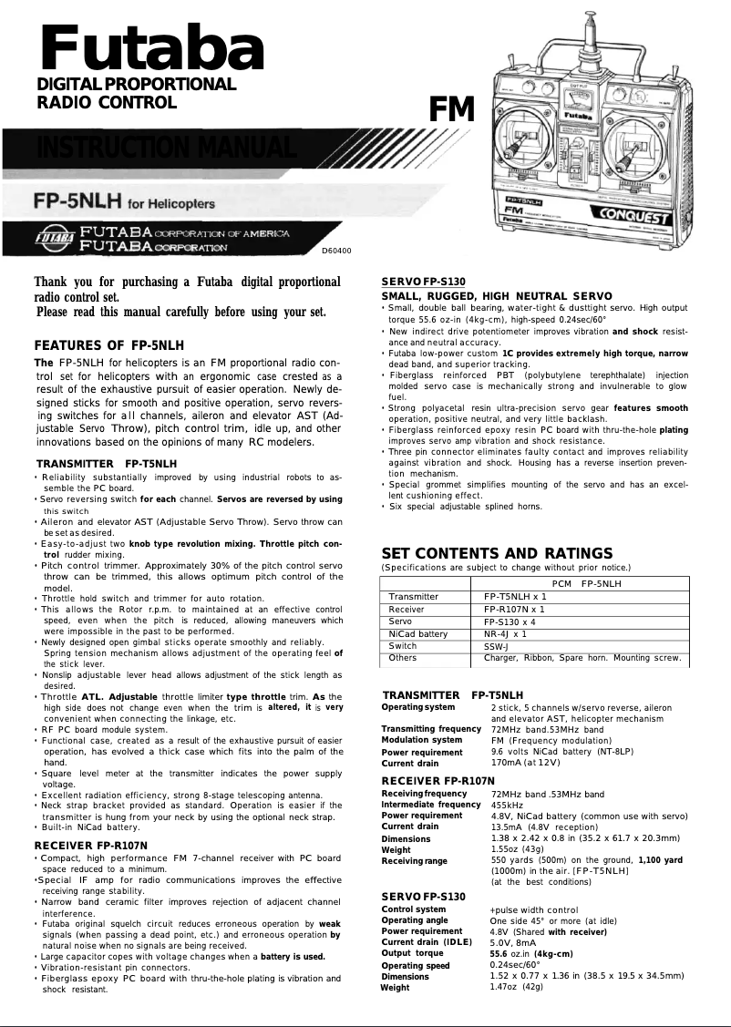 Page 1 of the manual User Manual Futaba FP5NLH