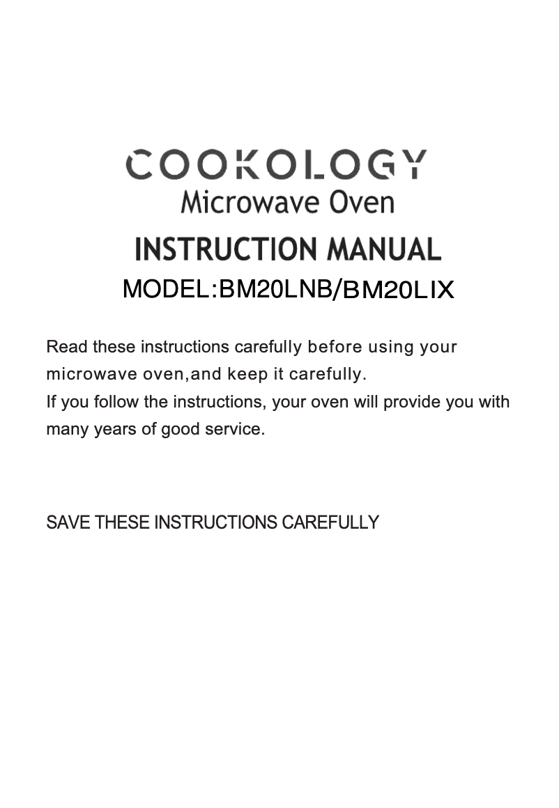 First page image of the manual for BM20LNB