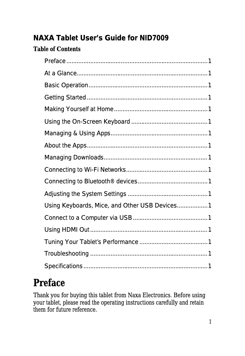Page 1 of the manual User Manual Naxa NID-7009