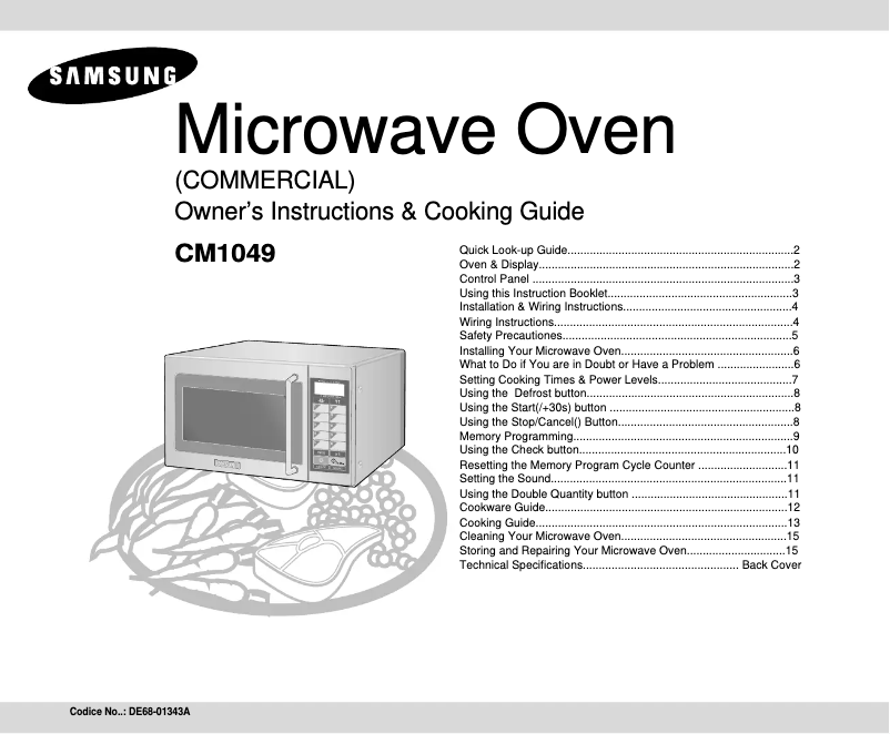 Page 1 of the manual User Manual Samsung CM1049