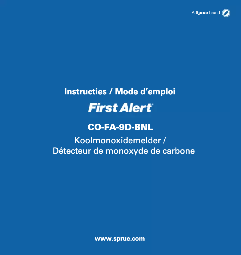 Page 1 of the manual User Manual First Alert CO-FA-9D-BNL
