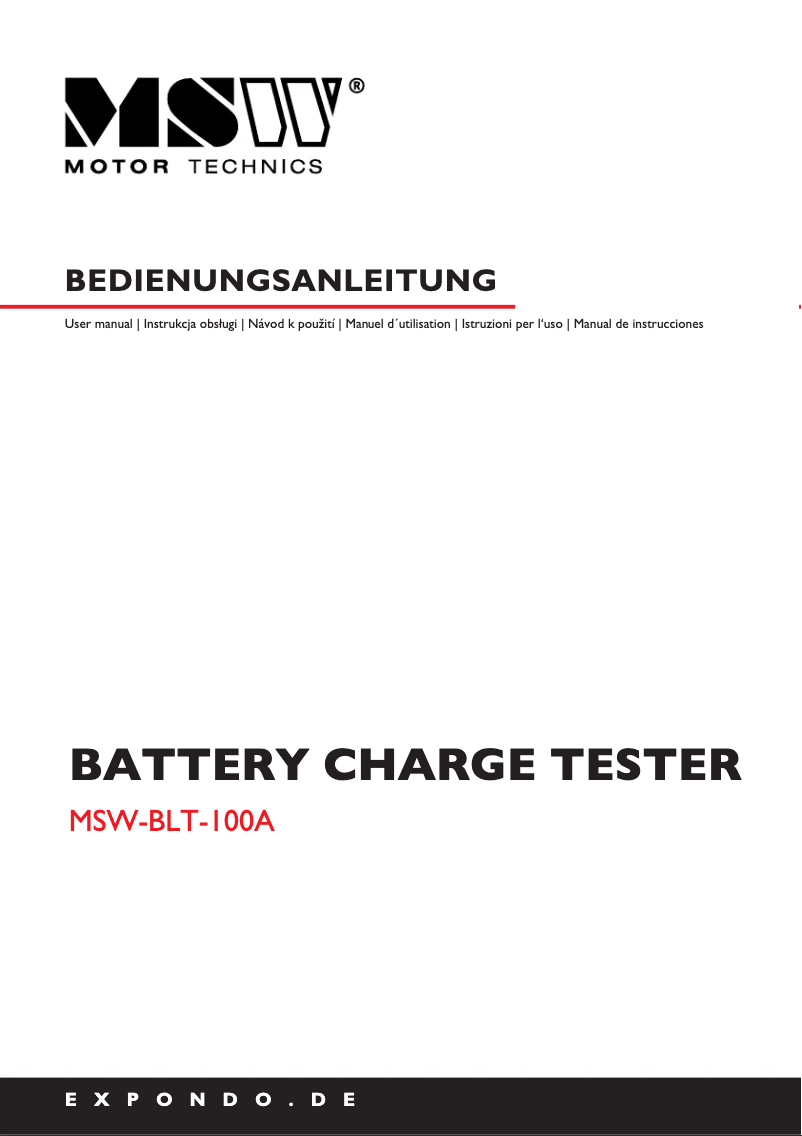 Page 1 of the manual User Manual MSW MSW-BLT-100A