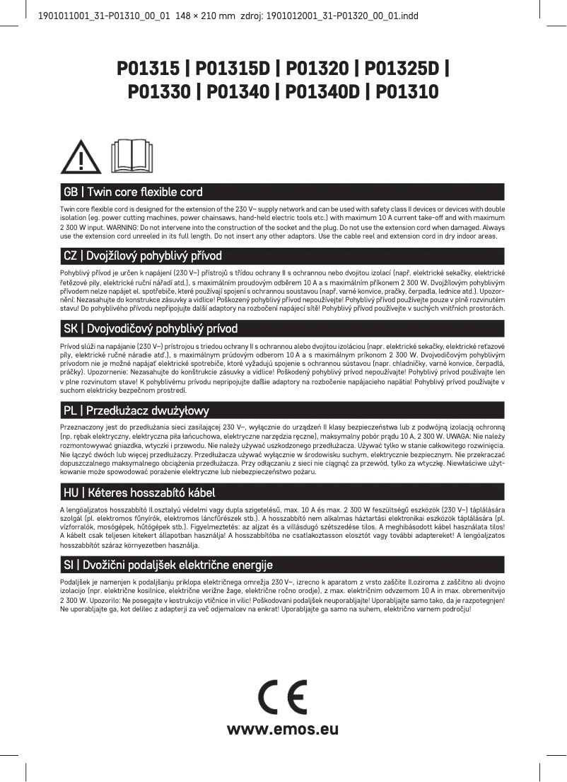 First page image of the manual for P01310