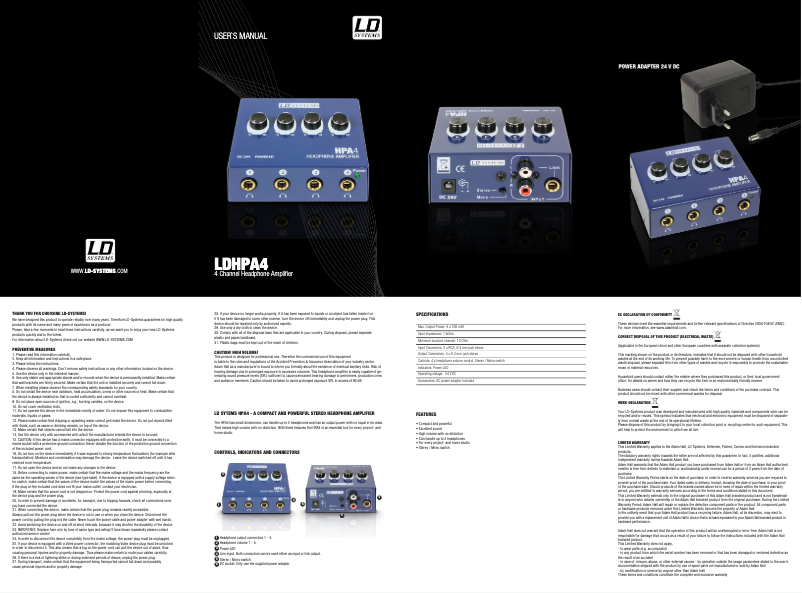 First page image of the manual for HPA 4