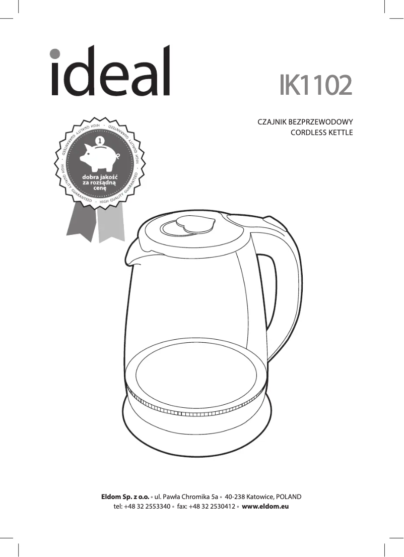 First page image of the manual for IDEAL IK1102