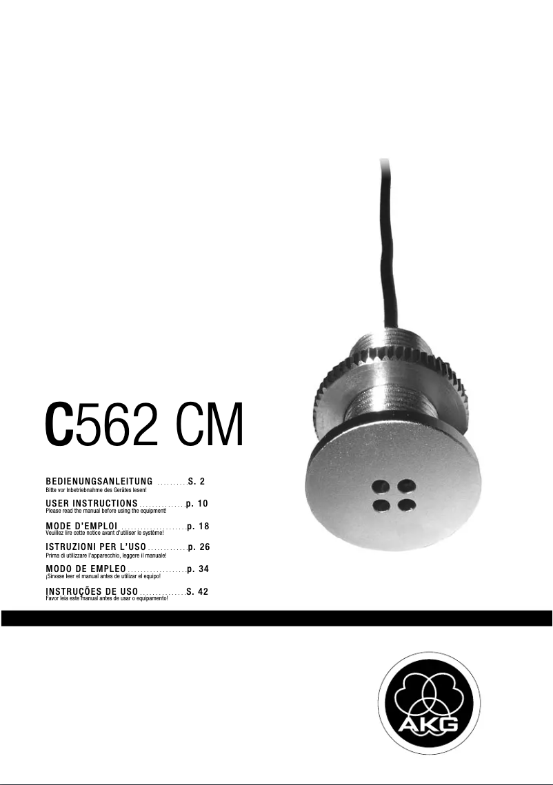 Page 1 of the manual User Manual AKG C562 CM