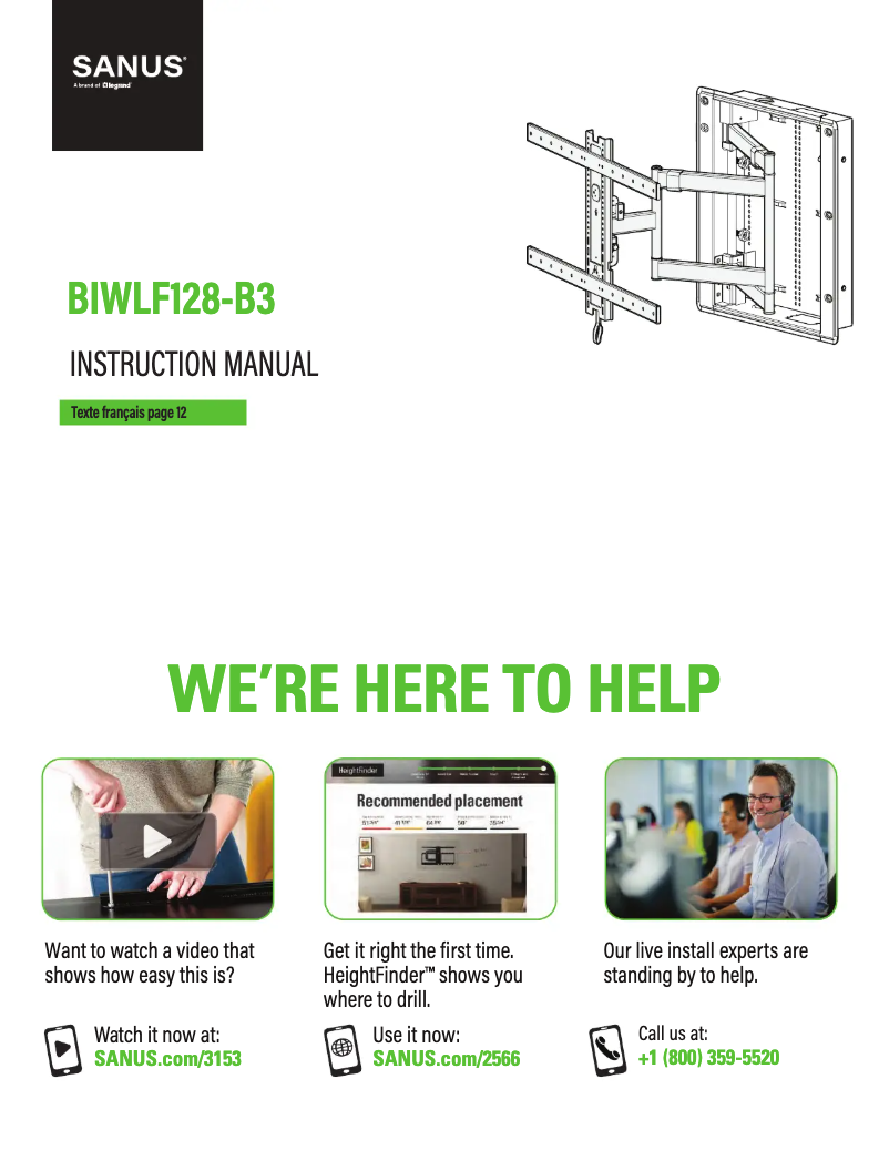 Page 1 of the manual User Manual Sanus BIWLF128