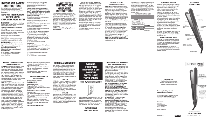 First page image of the manual for InfinitiPRO CS1001