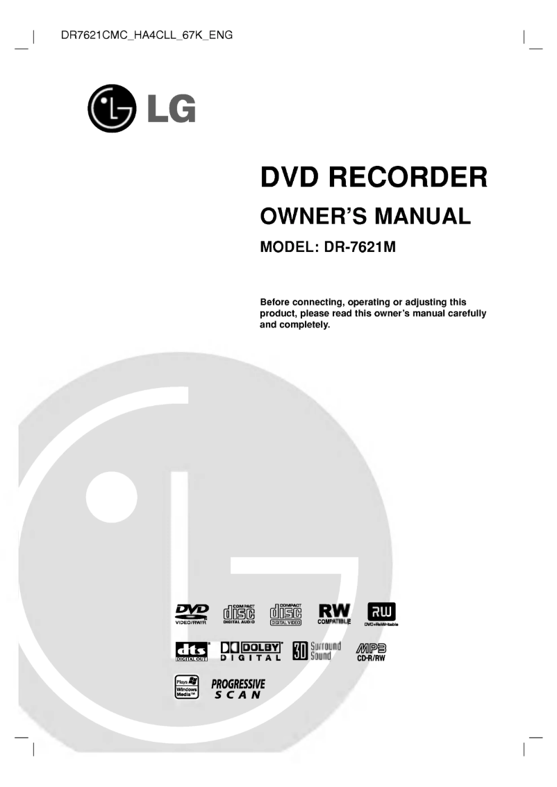 First page image of the manual for DR7621CMC