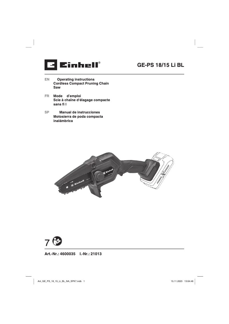 First page image of the manual for GE-PS 18/15 Li BL