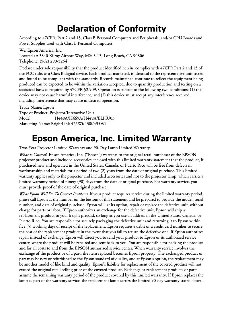 Image de la première page du manuel de l'appareil BrightLink 435Wi