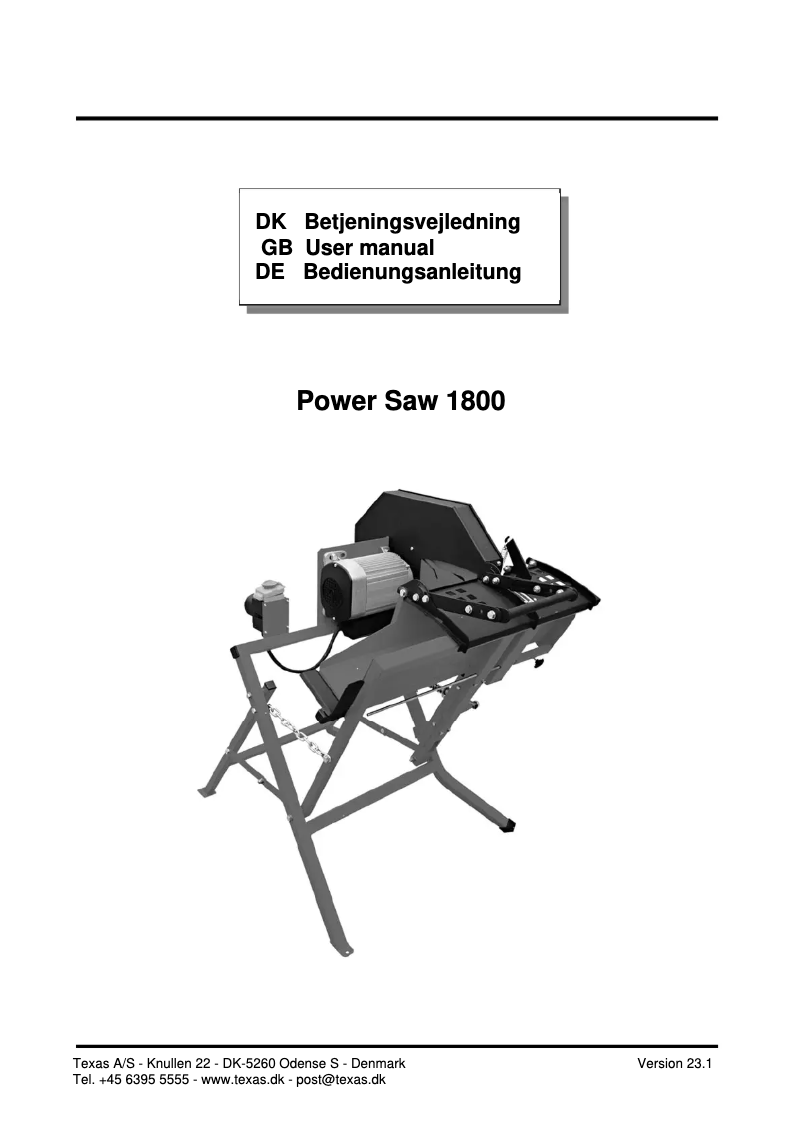 First page image of the manual for Power Saw 1800