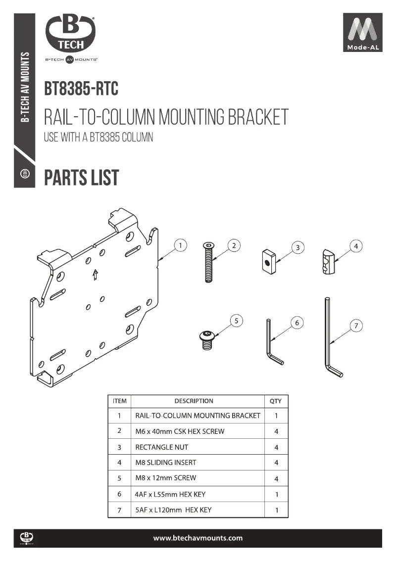 First page image of the manual for BT8385-RTC
