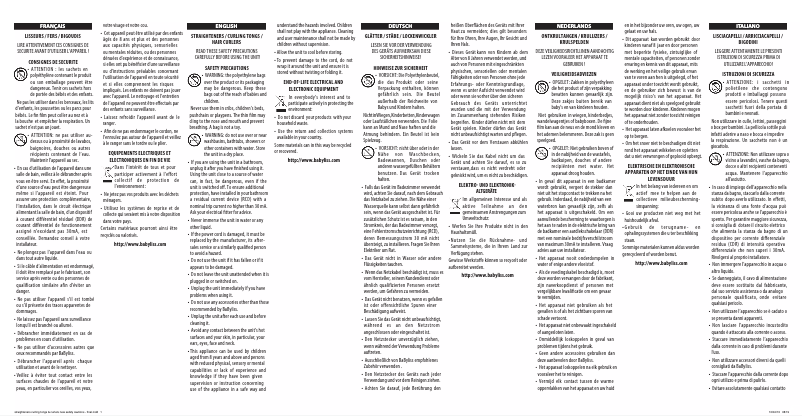 Page 1 of the manual User Manual BaByliss ST430E
