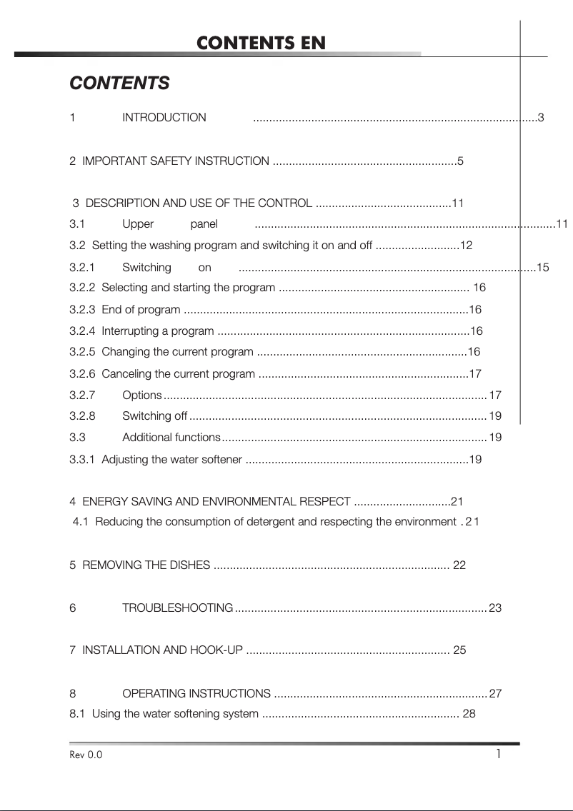 First page image of the manual for LFA086XLIT