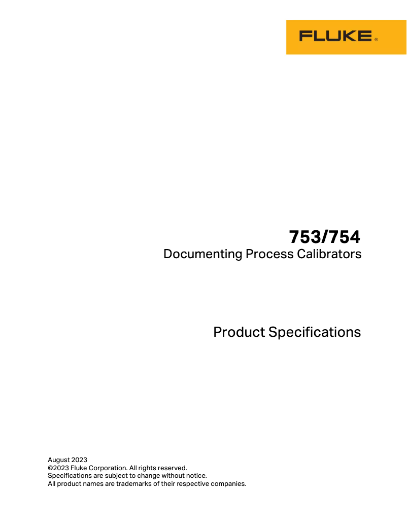 Page 1 of the manual Technical Sheet Fluke 753