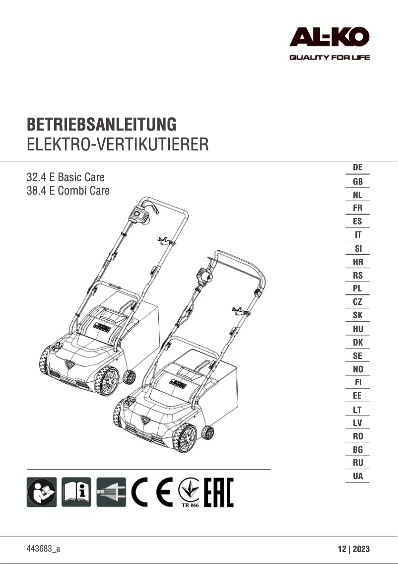 Page 1 de la notice Manuel utilisateur AL-KO 38.4 E Combi Care