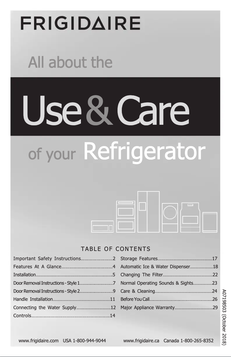 Page 1 of the manual User Manual Frigidaire FFSS2625TP
