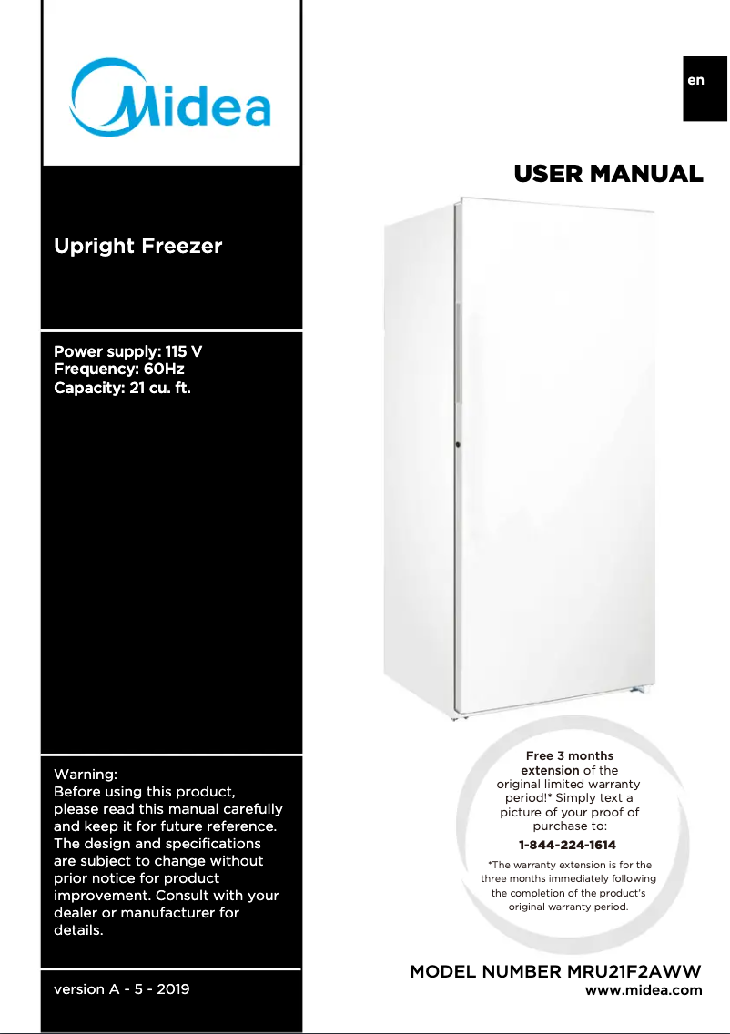Page 1 of the manual User Manual Midea MRU21B2ASL