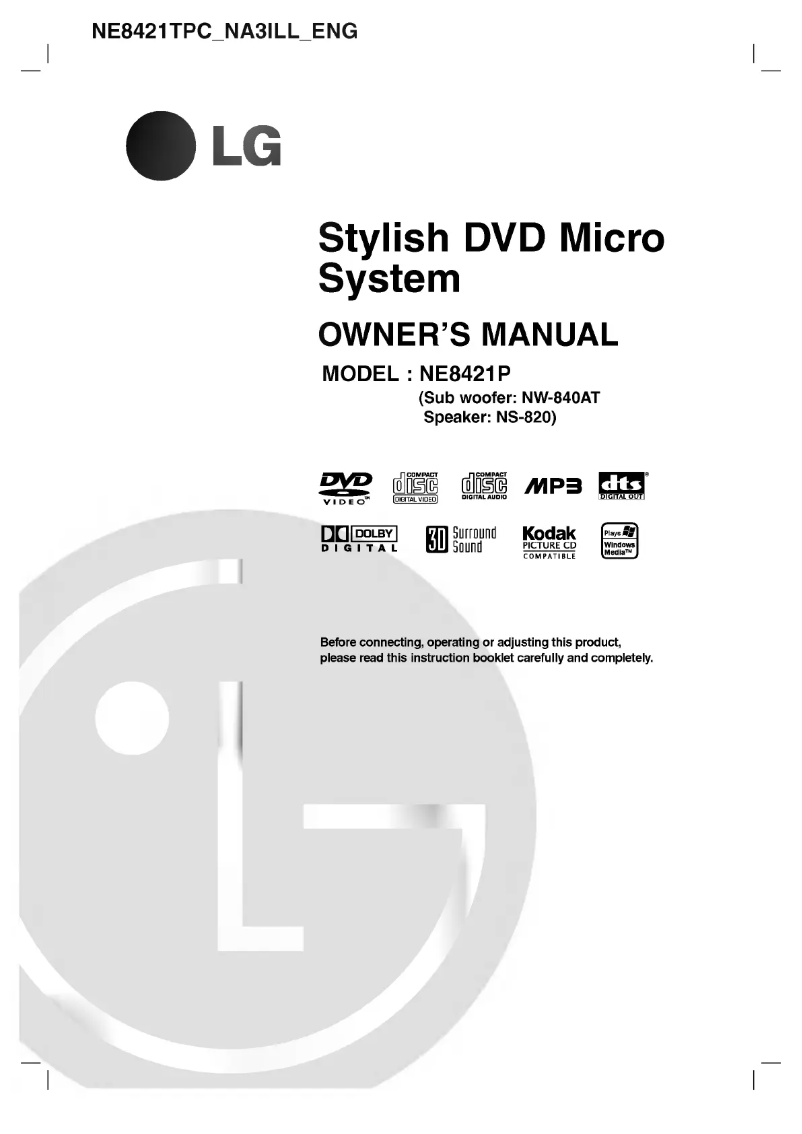 First page image of the manual for NE8421TPC